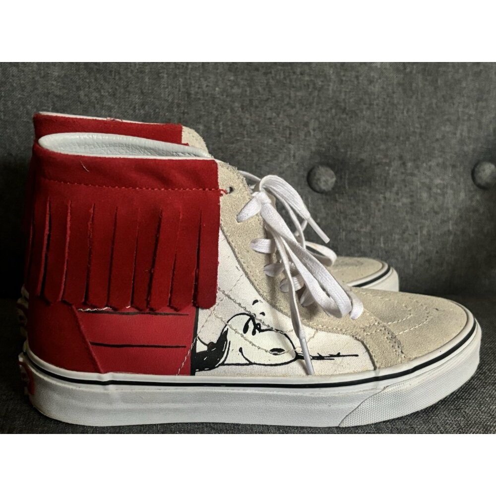 Vans X Peanuts Sk8-Hi Moc Snoopy Dog House Fringe Suede Shoes Women's 7